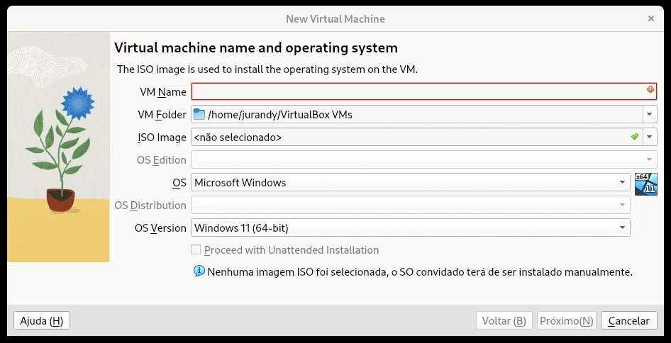 Criação da VM do VirtualBox